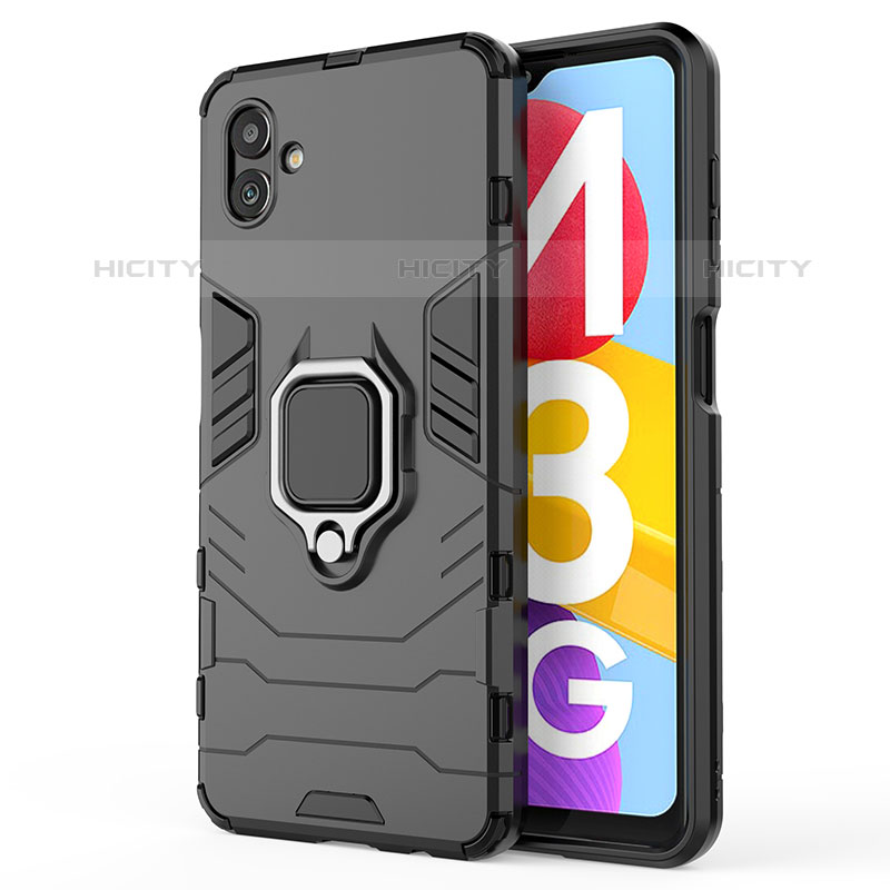 Funda Bumper Silicona y Plastico Mate Carcasa con Magnetico Anillo de dedo Soporte para Samsung Galaxy M13 5G Negro