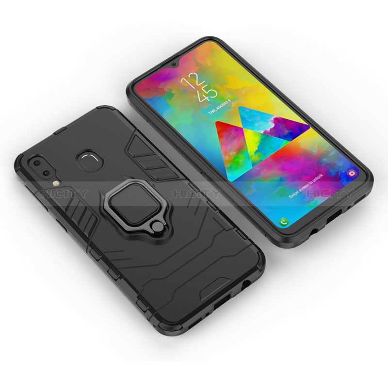 Funda Bumper Silicona y Plastico Mate Carcasa con Magnetico Anillo de dedo Soporte para Samsung Galaxy M20