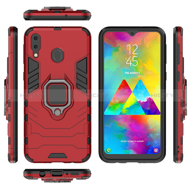 Funda Bumper Silicona y Plastico Mate Carcasa con Magnetico Anillo de dedo Soporte para Samsung Galaxy M20