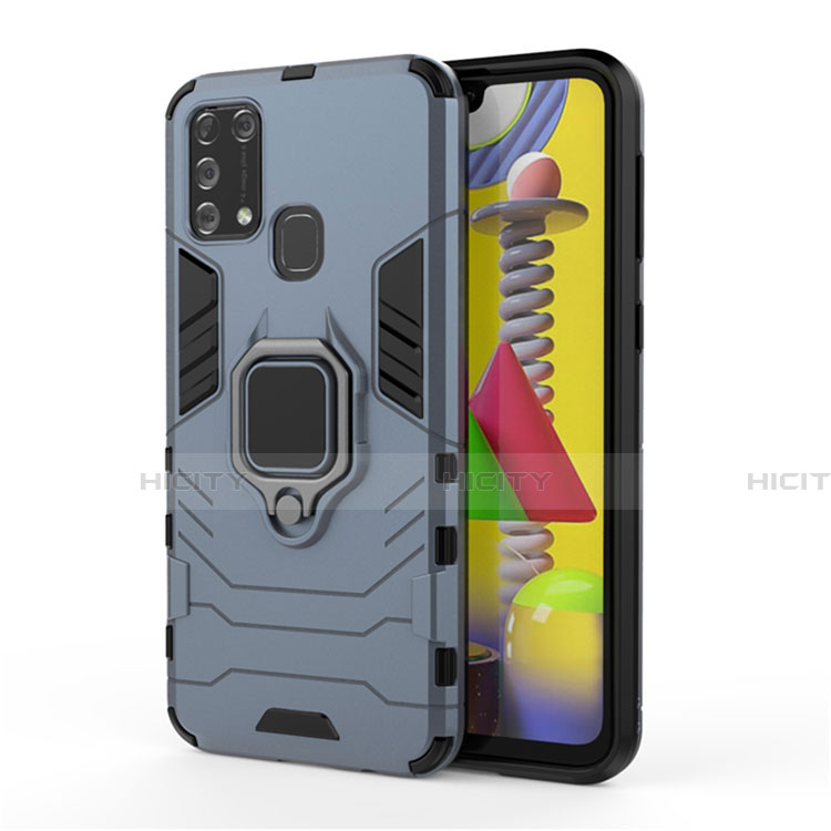 Funda Bumper Silicona y Plastico Mate Carcasa con Magnetico Anillo de dedo Soporte para Samsung Galaxy M21s