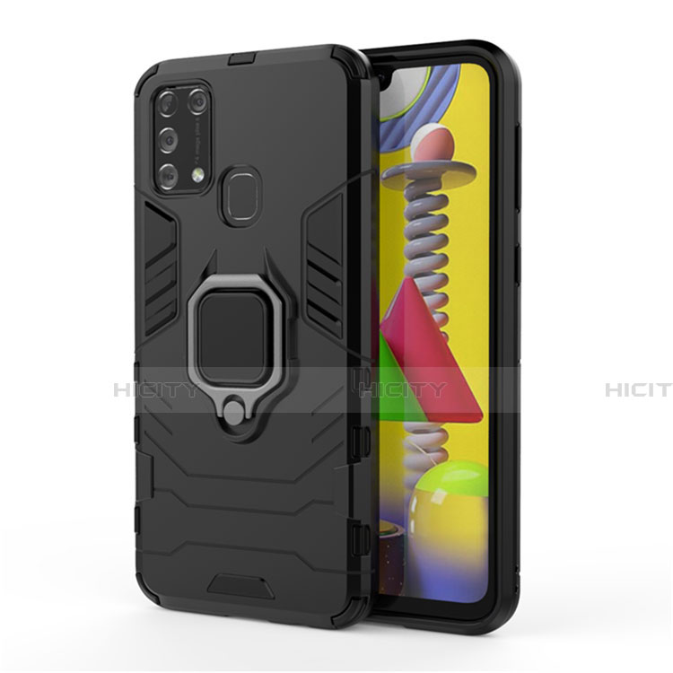 Funda Bumper Silicona y Plastico Mate Carcasa con Magnetico Anillo de dedo Soporte para Samsung Galaxy M21s