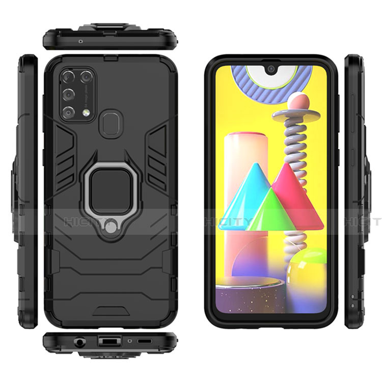 Funda Bumper Silicona y Plastico Mate Carcasa con Magnetico Anillo de dedo Soporte para Samsung Galaxy M31 Prime Edition