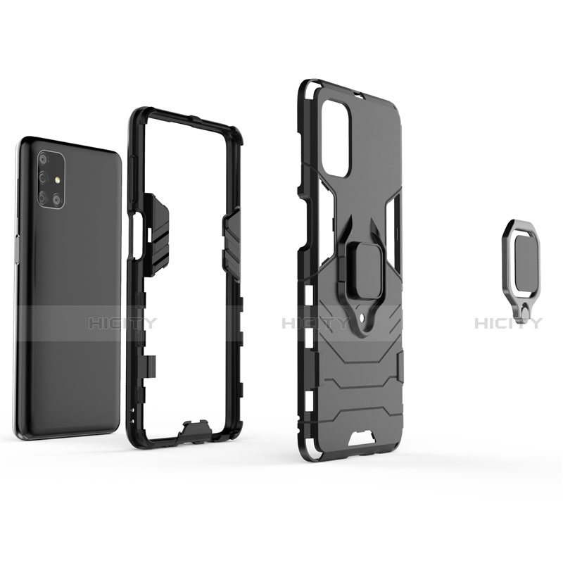 Funda Bumper Silicona y Plastico Mate Carcasa con Magnetico Anillo de dedo Soporte para Samsung Galaxy M51