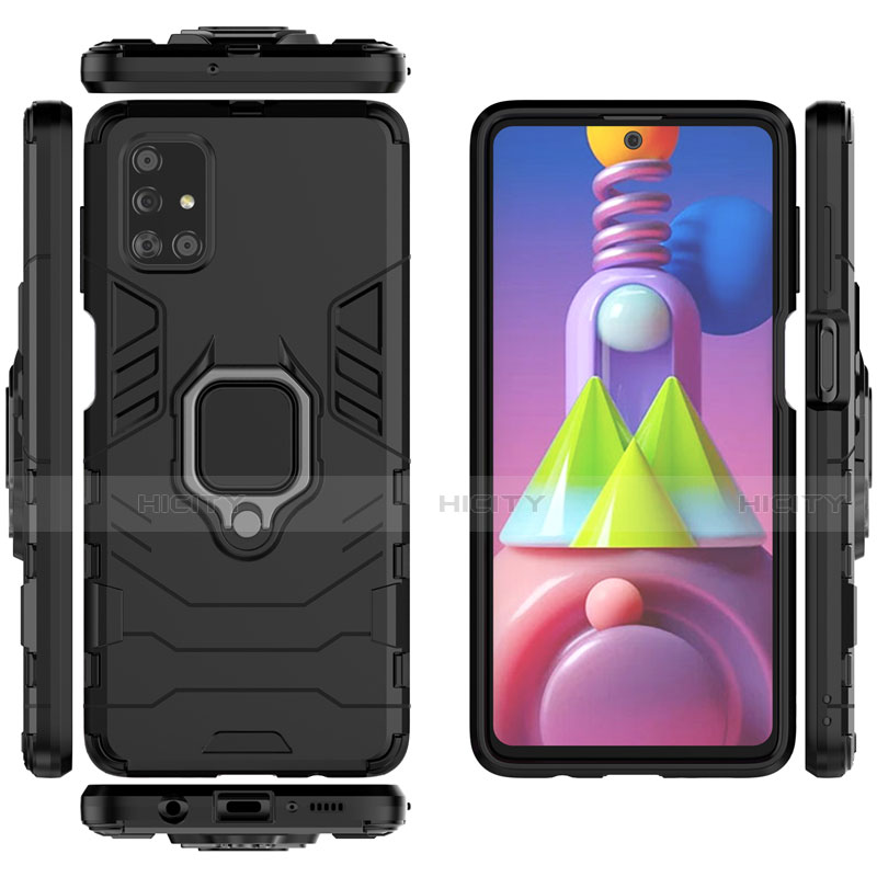 Funda Bumper Silicona y Plastico Mate Carcasa con Magnetico Anillo de dedo Soporte para Samsung Galaxy M51