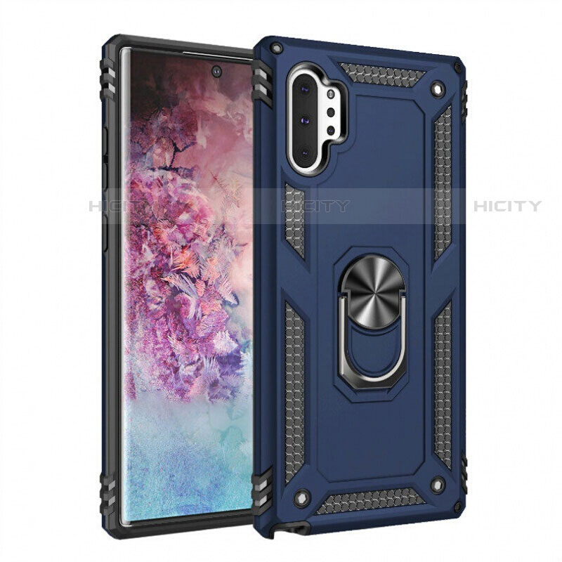 Funda Bumper Silicona y Plastico Mate Carcasa con Magnetico Anillo de dedo Soporte para Samsung Galaxy Note 10 Plus