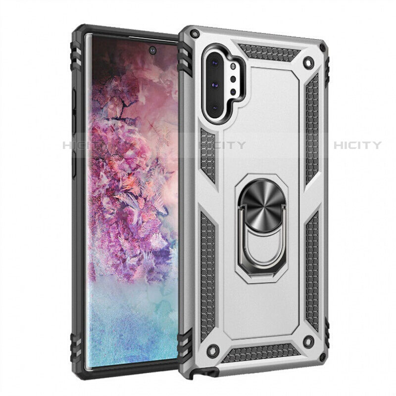 Funda Bumper Silicona y Plastico Mate Carcasa con Magnetico Anillo de dedo Soporte para Samsung Galaxy Note 10 Plus