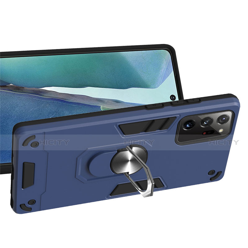 Funda Bumper Silicona y Plastico Mate Carcasa con Magnetico Anillo de dedo Soporte para Samsung Galaxy Note 20 5G