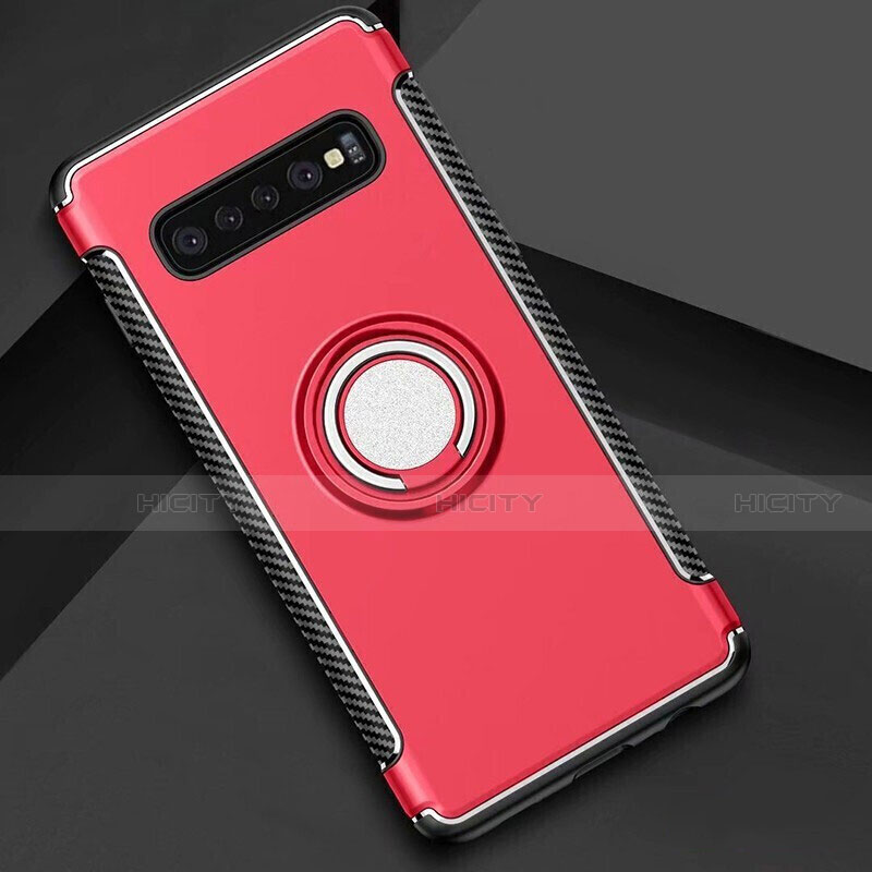 Funda Bumper Silicona y Plastico Mate Carcasa con Magnetico Anillo de dedo Soporte para Samsung Galaxy S10