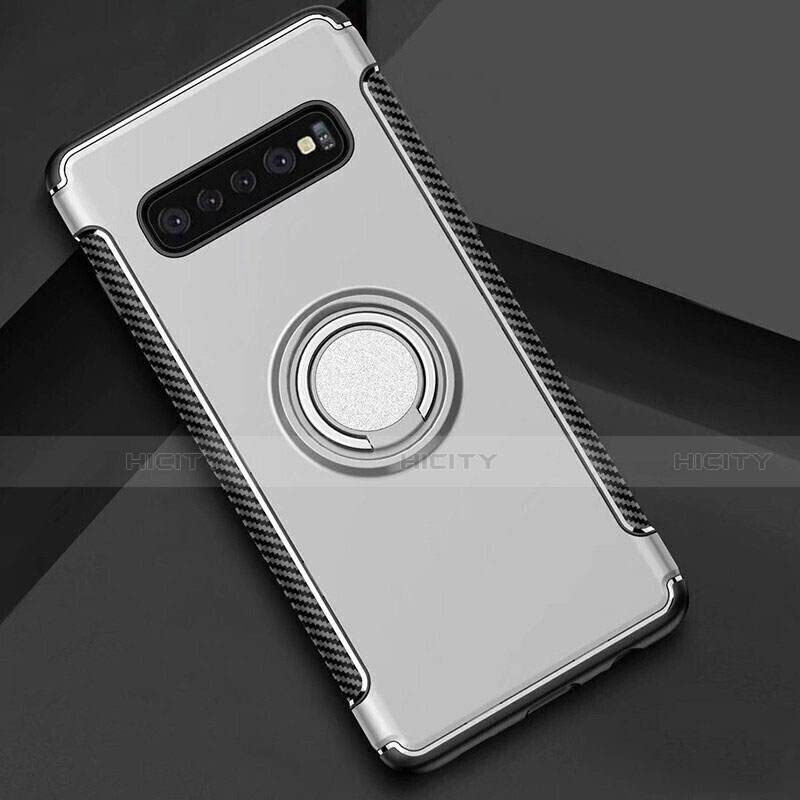 Funda Bumper Silicona y Plastico Mate Carcasa con Magnetico Anillo de dedo Soporte para Samsung Galaxy S10