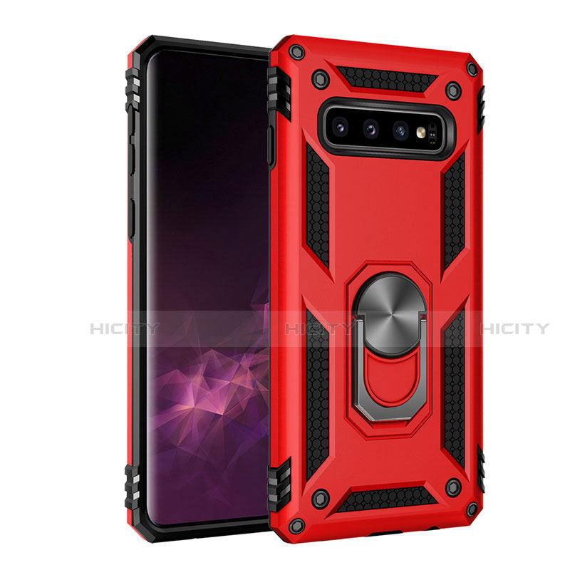 Funda Bumper Silicona y Plastico Mate Carcasa con Magnetico Anillo de dedo Soporte para Samsung Galaxy S10 Plus