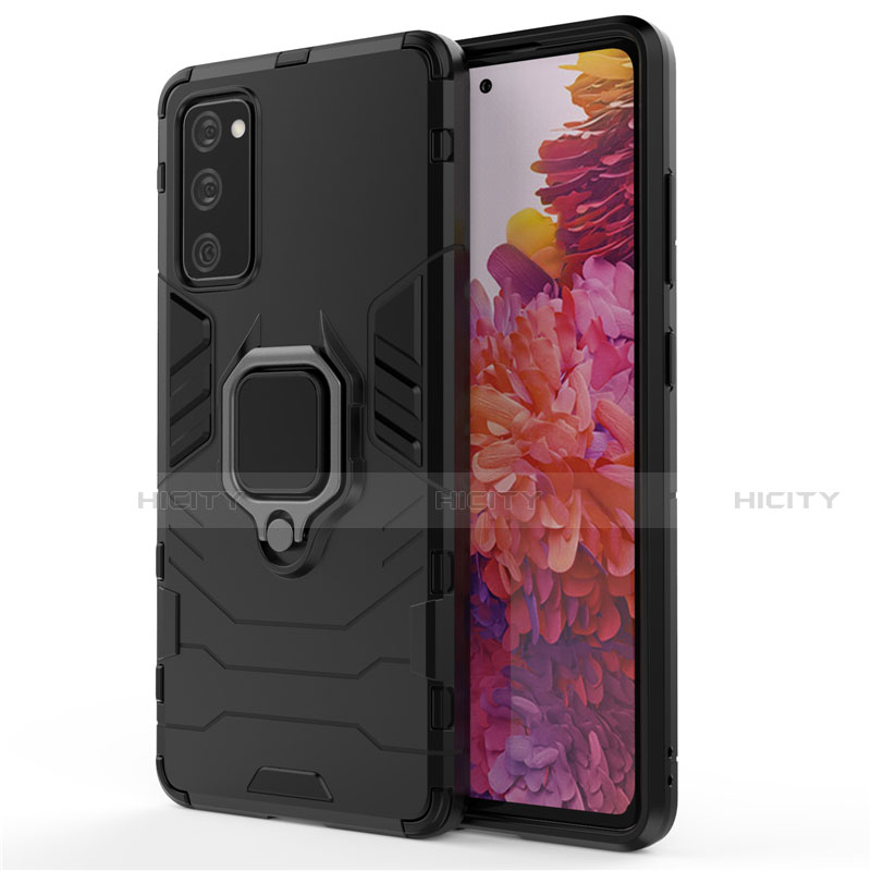 Funda Bumper Silicona y Plastico Mate Carcasa con Magnetico Anillo de dedo Soporte para Samsung Galaxy S20 FE ((2022)) 5G Negro