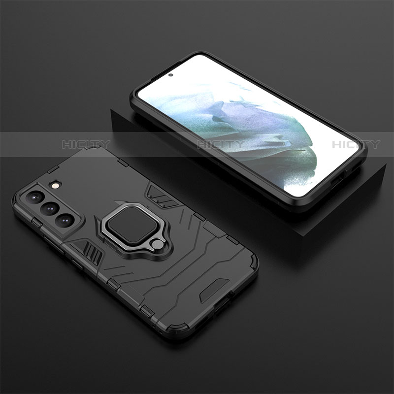 Funda Bumper Silicona y Plastico Mate Carcasa con Magnetico Anillo de dedo Soporte para Samsung Galaxy S21 FE 5G