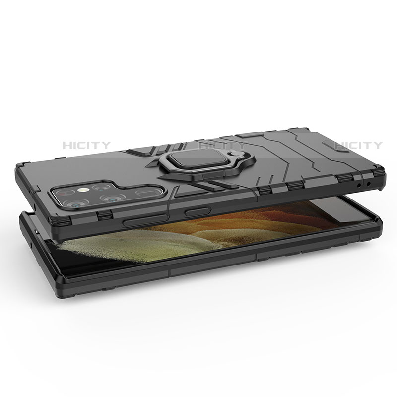 Funda Bumper Silicona y Plastico Mate Carcasa con Magnetico Anillo de dedo Soporte para Samsung Galaxy S21 Ultra 5G