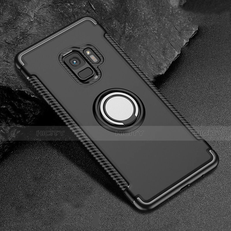 Funda Bumper Silicona y Plastico Mate Carcasa con Magnetico Anillo de dedo Soporte para Samsung Galaxy S9