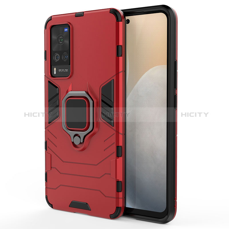 Funda Bumper Silicona y Plastico Mate Carcasa con Magnetico Anillo de dedo Soporte para Vivo X60 Pro 5G