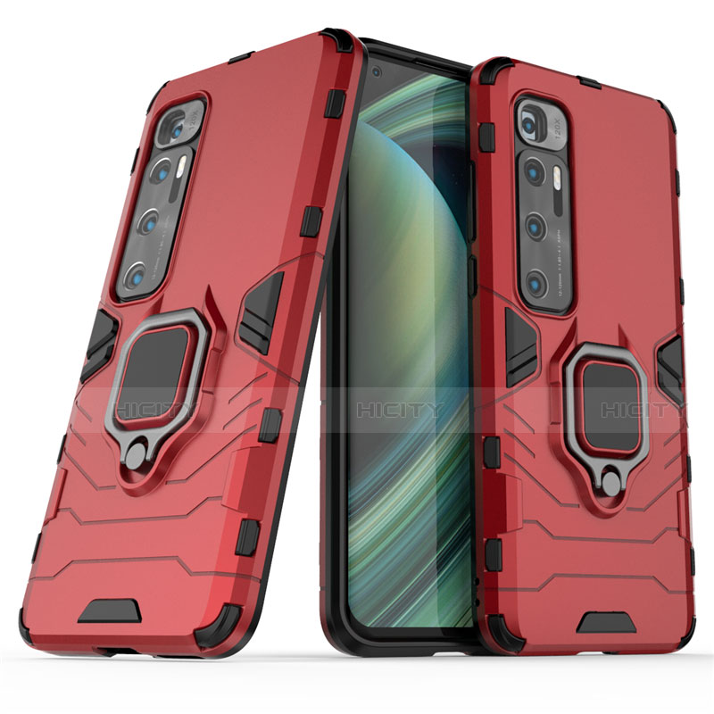 Funda Bumper Silicona y Plastico Mate Carcasa con Magnetico Anillo de dedo Soporte para Xiaomi Mi 10 Ultra