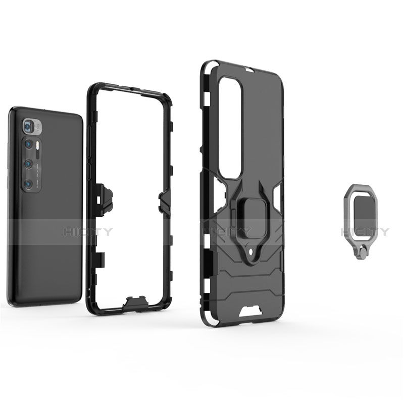 Funda Bumper Silicona y Plastico Mate Carcasa con Magnetico Anillo de dedo Soporte para Xiaomi Mi 10 Ultra