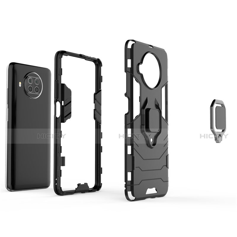 Funda Bumper Silicona y Plastico Mate Carcasa con Magnetico Anillo de dedo Soporte para Xiaomi Mi 10i 5G