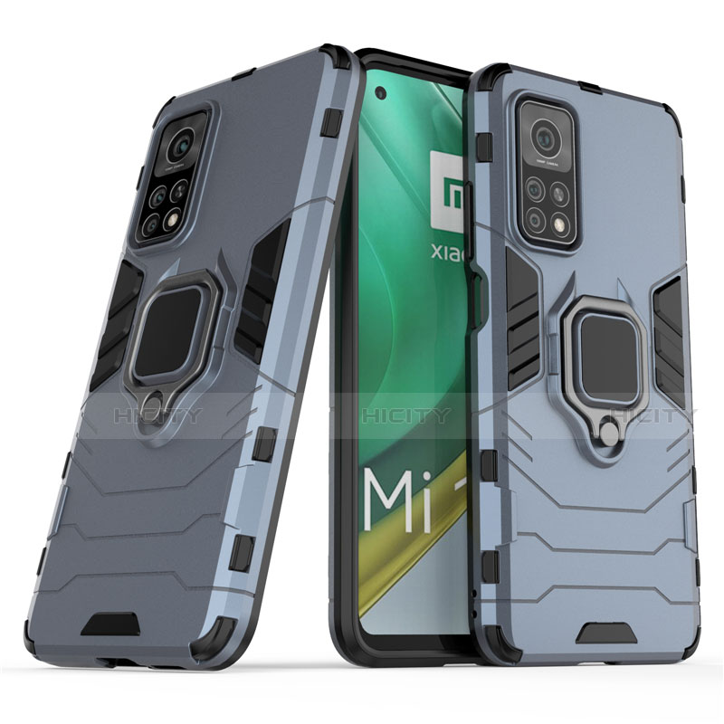 Funda Bumper Silicona y Plastico Mate Carcasa con Magnetico Anillo de dedo Soporte para Xiaomi Mi 10T 5G