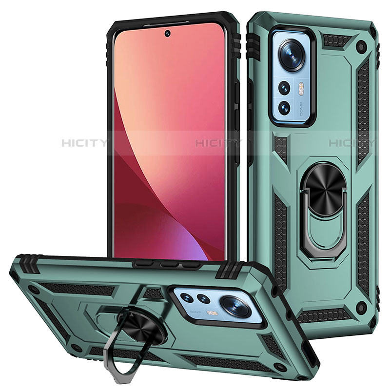 Funda Bumper Silicona y Plastico Mate Carcasa con Magnetico Anillo de dedo Soporte para Xiaomi Mi 12 Pro 5G