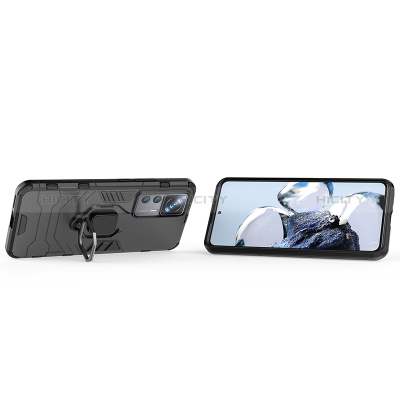 Funda Bumper Silicona y Plastico Mate Carcasa con Magnetico Anillo de dedo Soporte para Xiaomi Mi 12T Pro 5G