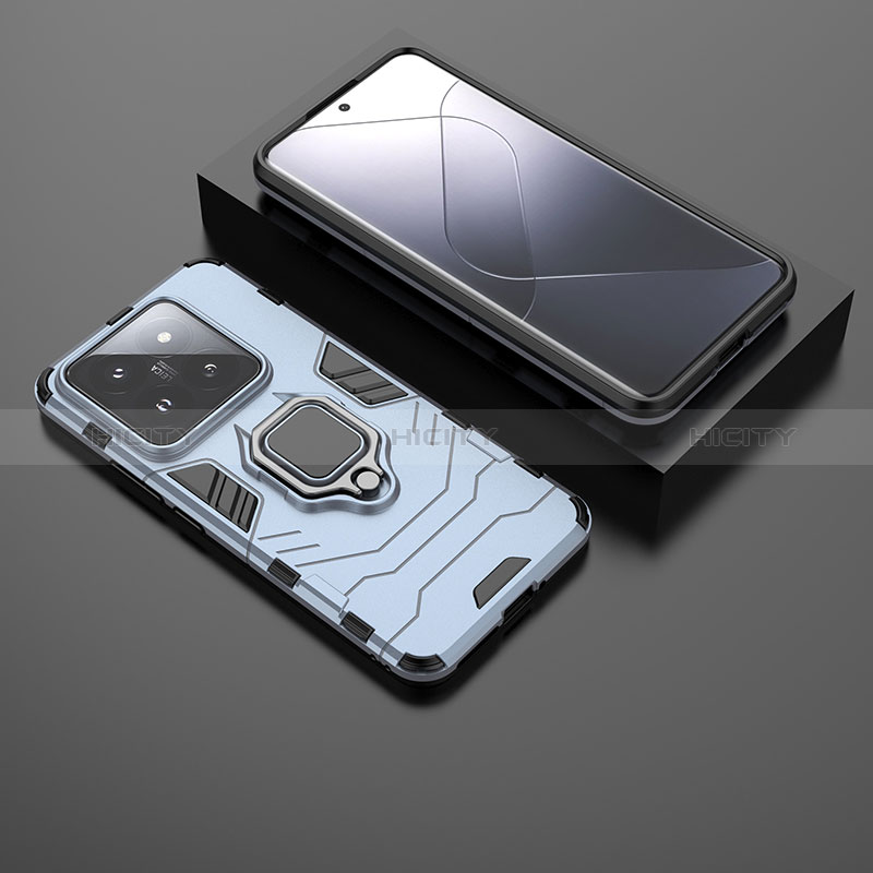 Funda Bumper Silicona y Plastico Mate Carcasa con Magnetico Anillo de dedo Soporte para Xiaomi Mi 14 5G