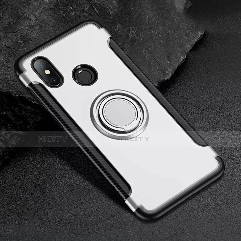 Funda Bumper Silicona y Plastico Mate Carcasa con Magnetico Anillo de dedo Soporte para Xiaomi Mi 8