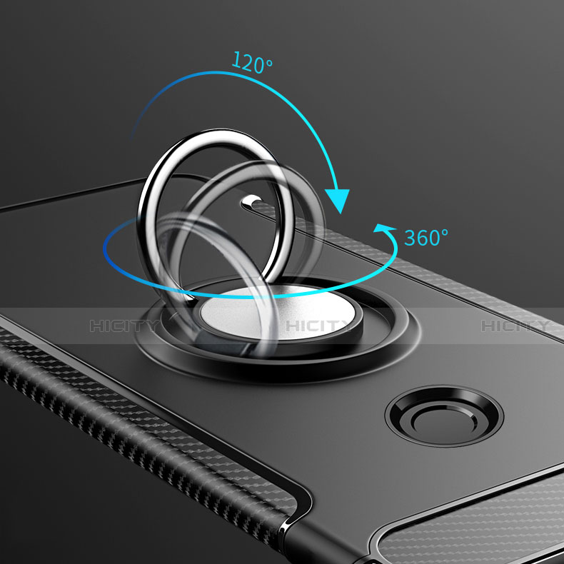 Funda Bumper Silicona y Plastico Mate Carcasa con Magnetico Anillo de dedo Soporte para Xiaomi Mi 8