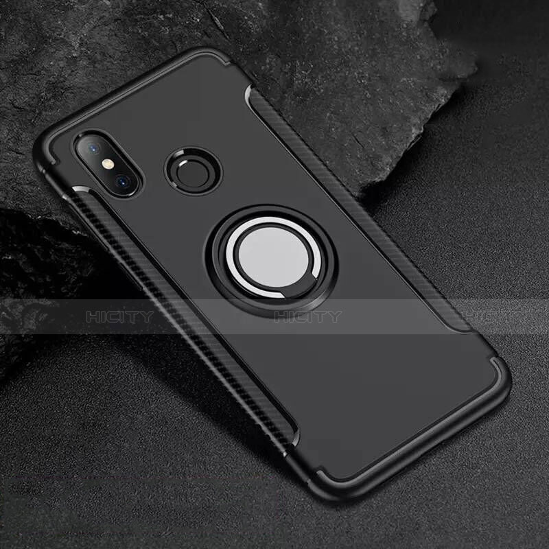 Funda Bumper Silicona y Plastico Mate Carcasa con Magnetico Anillo de dedo Soporte para Xiaomi Mi 8