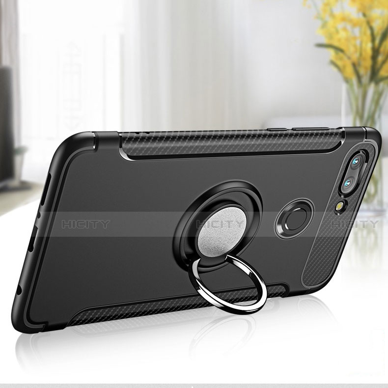 Funda Bumper Silicona y Plastico Mate Carcasa con Magnetico Anillo de dedo Soporte para Xiaomi Mi 8 Lite