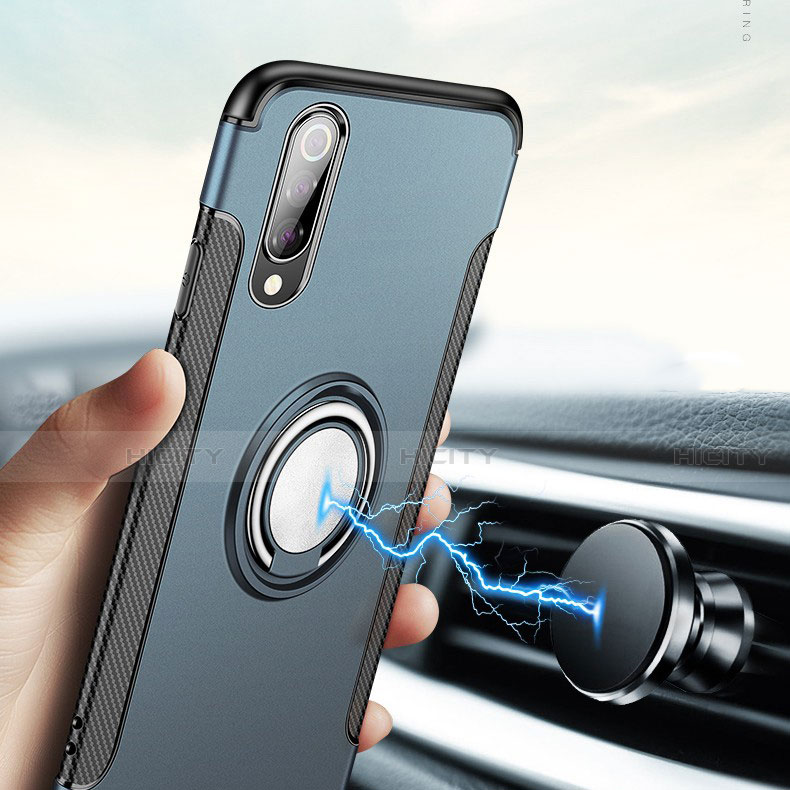 Funda Bumper Silicona y Plastico Mate Carcasa con Magnetico Anillo de dedo Soporte para Xiaomi Mi 9 Pro 5G