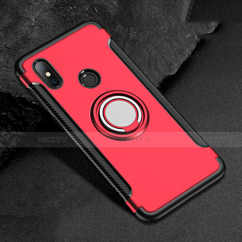 Funda Bumper Silicona y Plastico Mate Carcasa con Magnetico Anillo de dedo Soporte para Xiaomi Mi A2 Lite