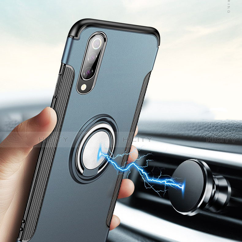 Funda Bumper Silicona y Plastico Mate Carcasa con Magnetico Anillo de dedo Soporte para Xiaomi Mi A3 Lite