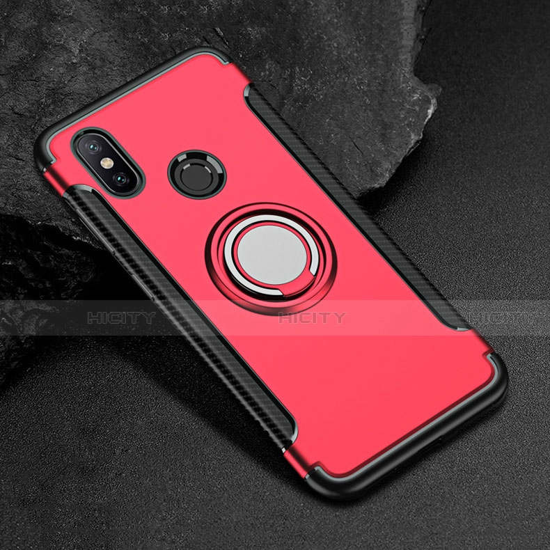 Funda Bumper Silicona y Plastico Mate Carcasa con Magnetico Anillo de dedo Soporte para Xiaomi Mi Max 3