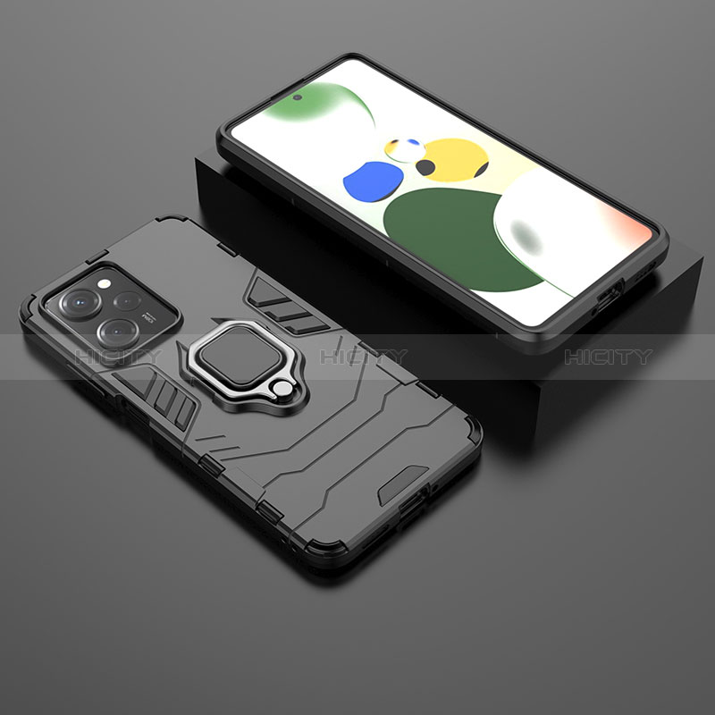 Funda Bumper Silicona y Plastico Mate Carcasa con Magnetico Anillo de dedo Soporte para Xiaomi Poco X5 Pro 5G