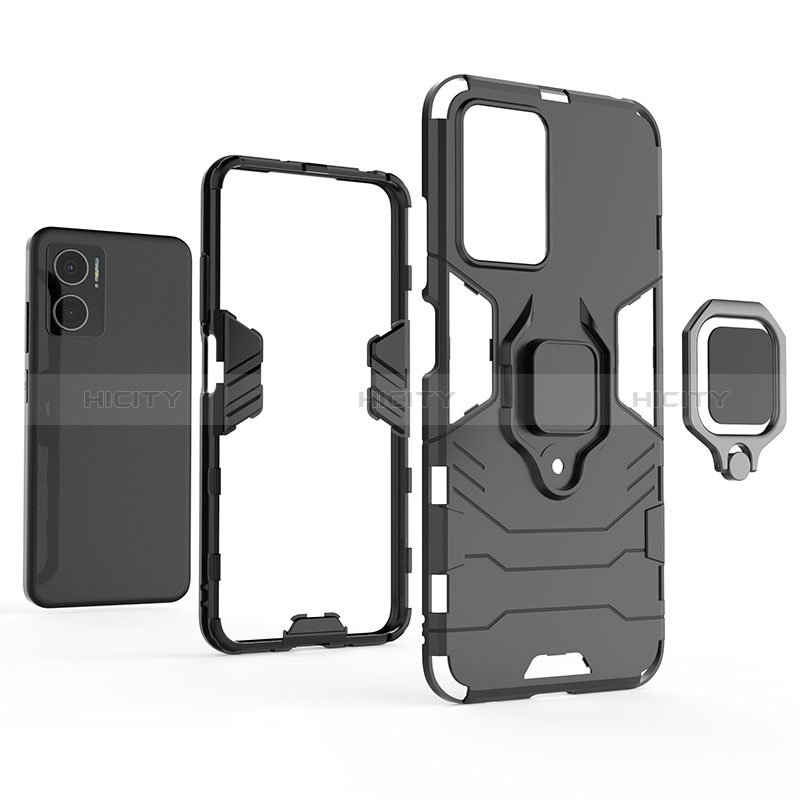 Funda Bumper Silicona y Plastico Mate Carcasa con Magnetico Anillo de dedo Soporte para Xiaomi Redmi 10 5G