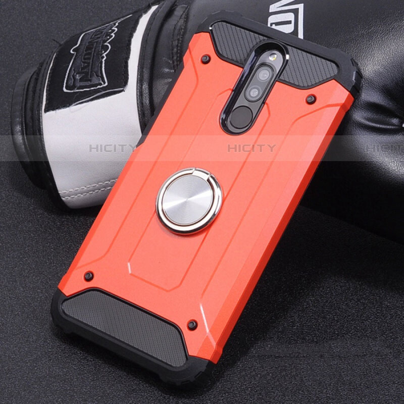 Funda Bumper Silicona y Plastico Mate Carcasa con Magnetico Anillo de dedo Soporte para Xiaomi Redmi 8 Rojo
