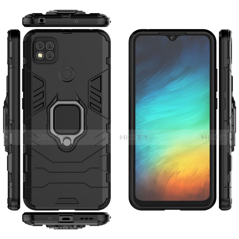 Funda Bumper Silicona y Plastico Mate Carcasa con Magnetico Anillo de dedo Soporte para Xiaomi Redmi 9 India