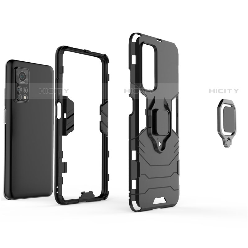 Funda Bumper Silicona y Plastico Mate Carcasa con Magnetico Anillo de dedo Soporte para Xiaomi Redmi K30S 5G