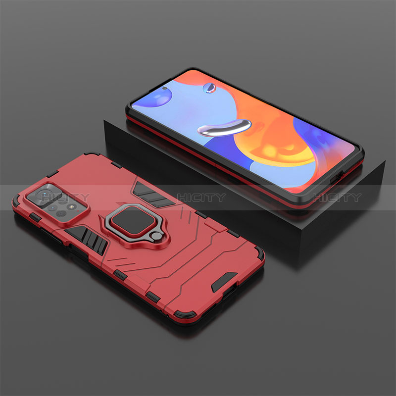 Funda Bumper Silicona y Plastico Mate Carcasa con Magnetico Anillo de dedo Soporte para Xiaomi Redmi Note 11 Pro 4G
