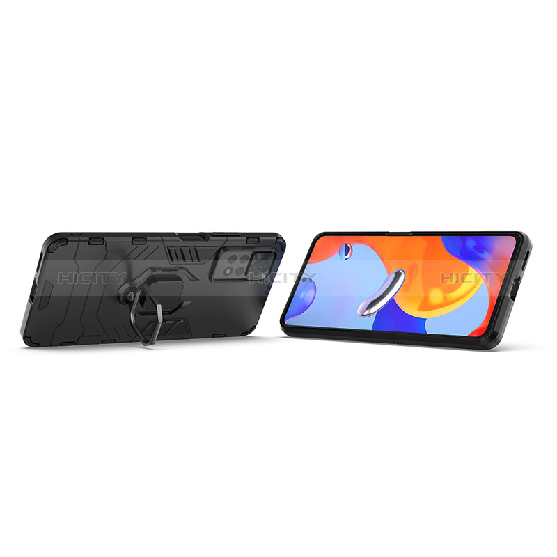Funda Bumper Silicona y Plastico Mate Carcasa con Magnetico Anillo de dedo Soporte para Xiaomi Redmi Note 11 Pro 4G