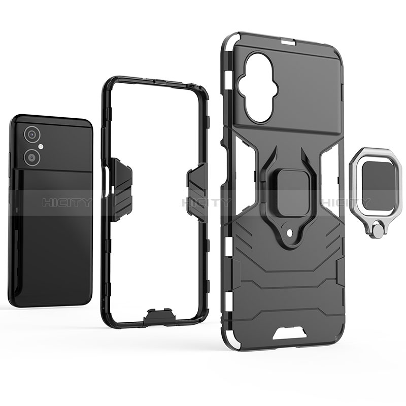 Funda Bumper Silicona y Plastico Mate Carcasa con Magnetico Anillo de dedo Soporte para Xiaomi Redmi Note 11R 5G