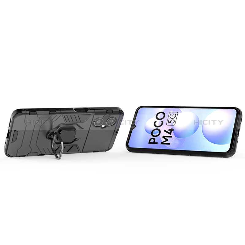 Funda Bumper Silicona y Plastico Mate Carcasa con Magnetico Anillo de dedo Soporte para Xiaomi Redmi Note 11R 5G