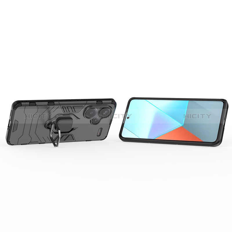 Funda Bumper Silicona y Plastico Mate Carcasa con Magnetico Anillo de dedo Soporte para Xiaomi Redmi Note 13 Pro+ Plus 5G