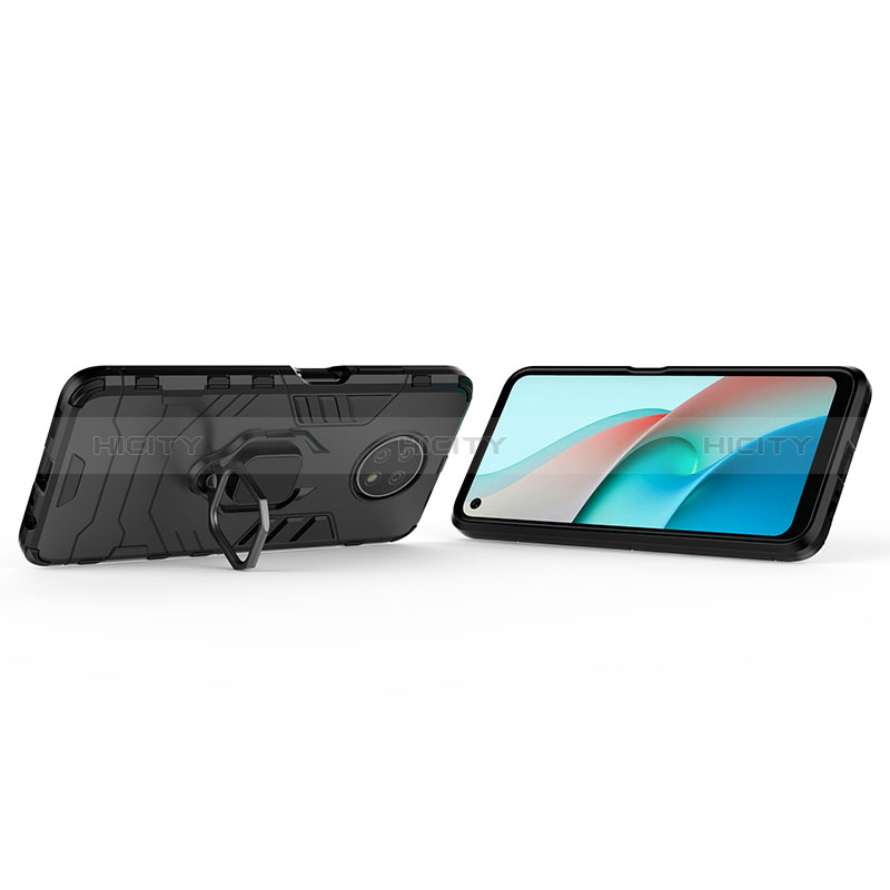 Funda Bumper Silicona y Plastico Mate Carcasa con Magnetico Anillo de dedo Soporte para Xiaomi Redmi Note 9T 5G