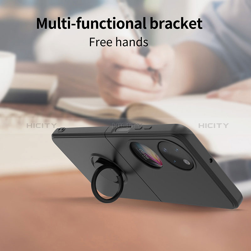 Funda Bumper Silicona y Plastico Mate Carcasa con Magnetico Anillo de dedo Soporte QW1 para Huawei Pocket S