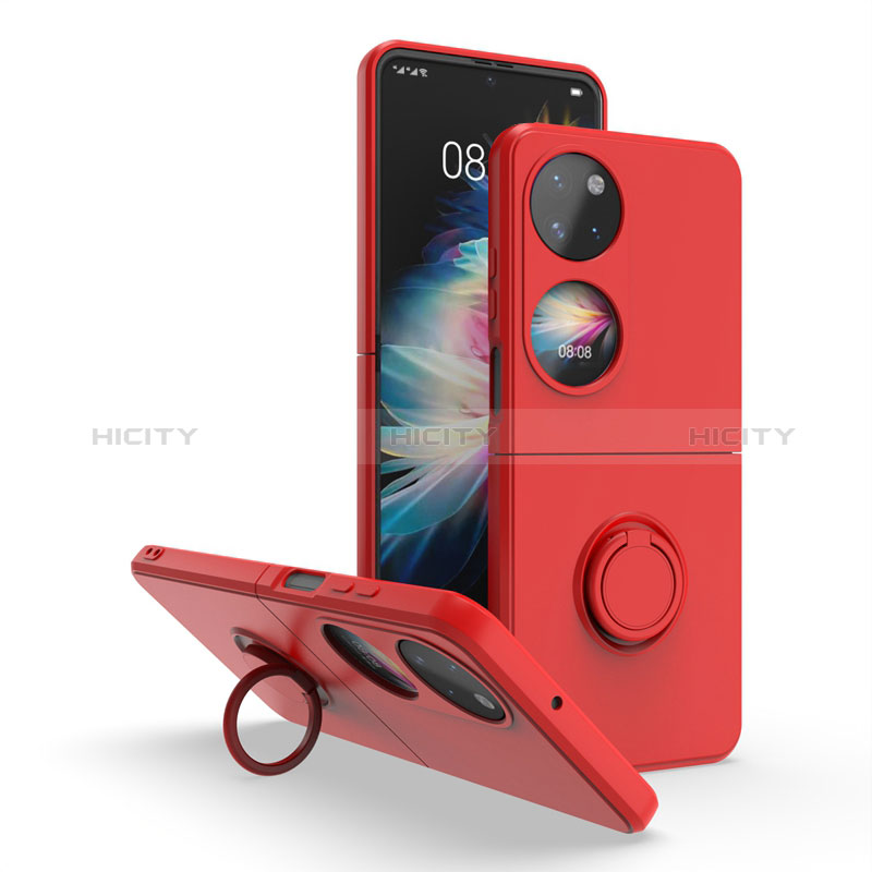 Funda Bumper Silicona y Plastico Mate Carcasa con Magnetico Anillo de dedo Soporte QW1 para Huawei Pocket S