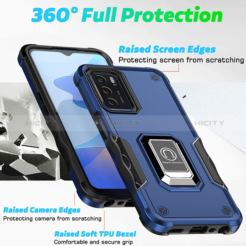 Funda Bumper Silicona y Plastico Mate Carcasa con Magnetico Anillo de dedo Soporte QW1 para Oppo A54s