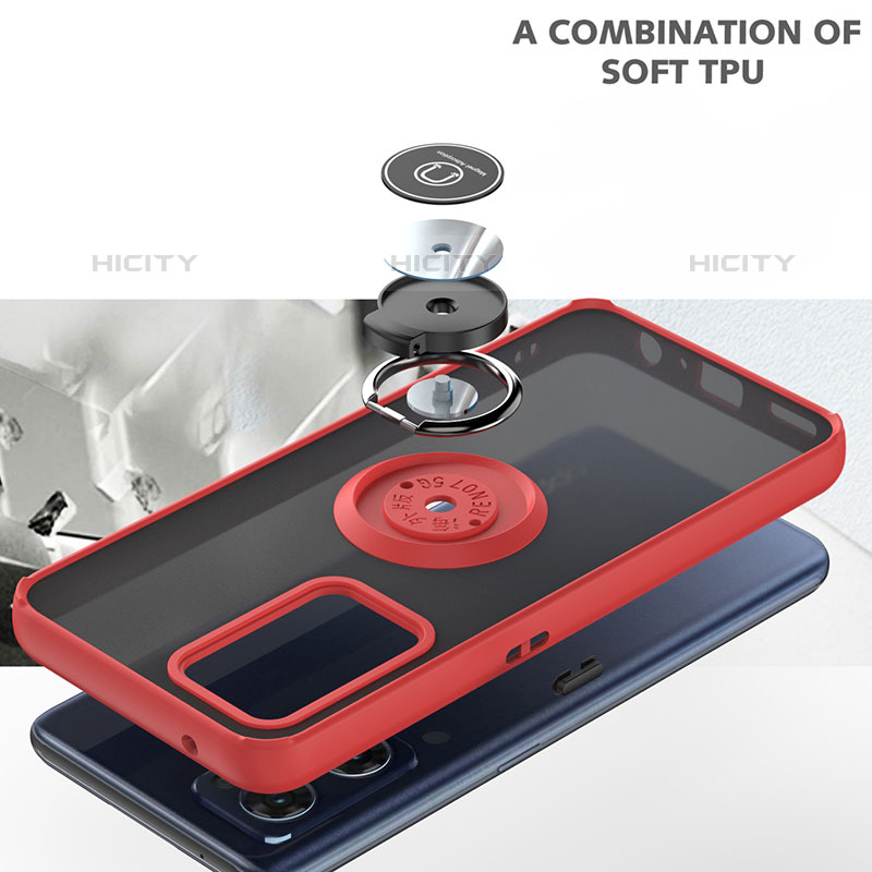 Funda Bumper Silicona y Plastico Mate Carcasa con Magnetico Anillo de dedo Soporte QW1 para Oppo Reno7 5G