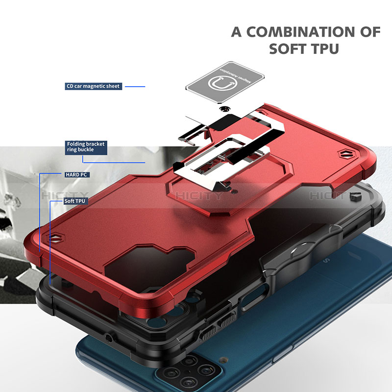 Funda Bumper Silicona y Plastico Mate Carcasa con Magnetico Anillo de dedo Soporte QW1 para Samsung Galaxy A12